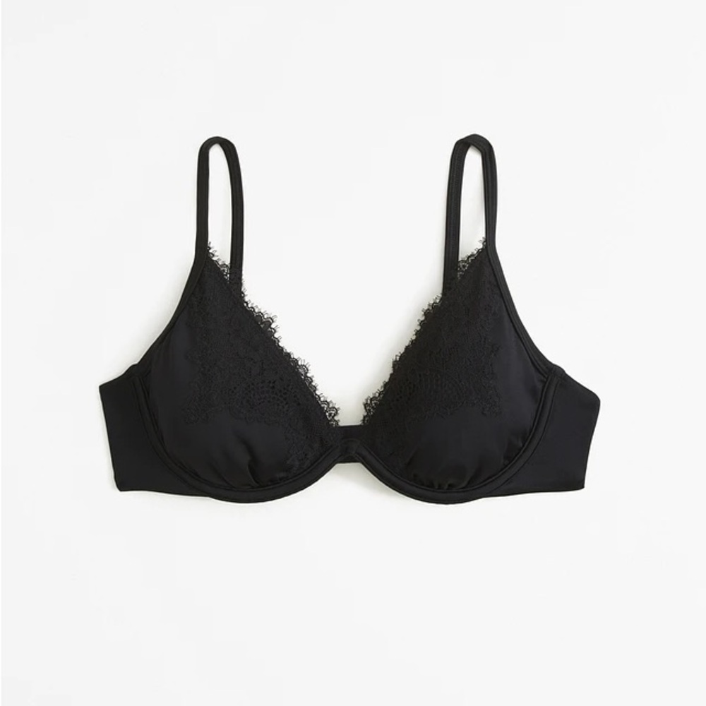 Abercrombie & Fitch Black Lace and Satin Underwire Bralette